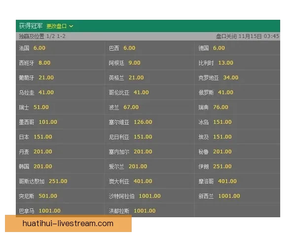 世界杯竞猜赔率解析与热门对阵胜负预测全攻略